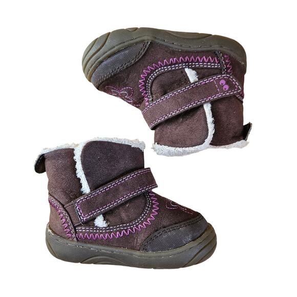 Stride Rite Surprize Arliss Girl's Faux Fur Lined Shoes Brown Pink Baby Size 3 - Picture 7 of 9